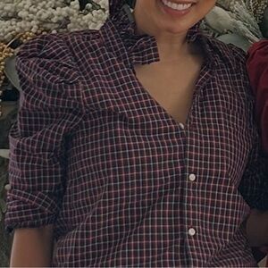 KMJ Bontina Women's Red and Blue Checkered Button Down Shirt size XS